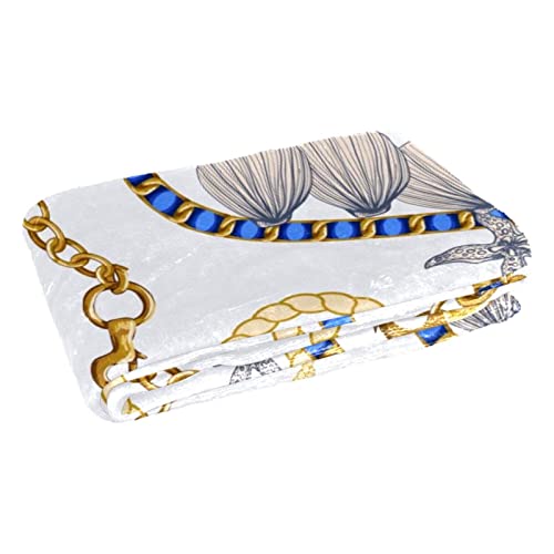 Couverture ancre et coquillages 150x100 cm douce pour lit - 3