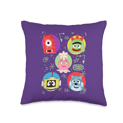 Yo Gabba Gabba! Colorful Friends with Doodles TV Show Throw Pillow