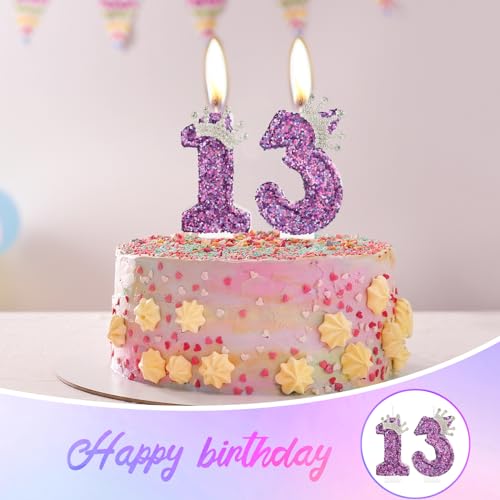 Bougies de 10e anniversaire violettes pour fête et gâteau de princesse