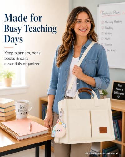 Image of BECOJADDE Structured Canvas Tote Bag for Women, Multi-Compartment Zippered Purse for Work Bible Travel
