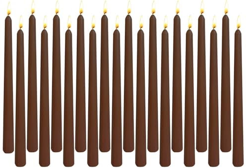 20-Pack Brown Taper Candles Unscented, 10 Inch...