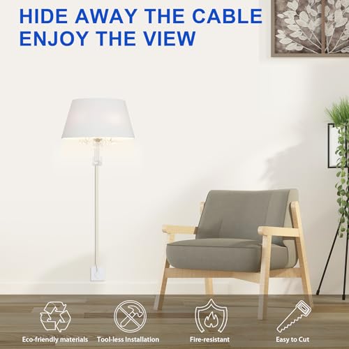 Image of ZhiYo 68 inch Cord Hider for 1 Cable, Small Beige Wire Covers, 0.6 inch W x 0.4 inch H