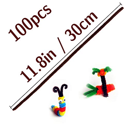 100 Pieces Brown Pipe Cleaners Chenille Stem, Pipe Cleaners Set for DIY Arts Crafts Decorations (Brown)