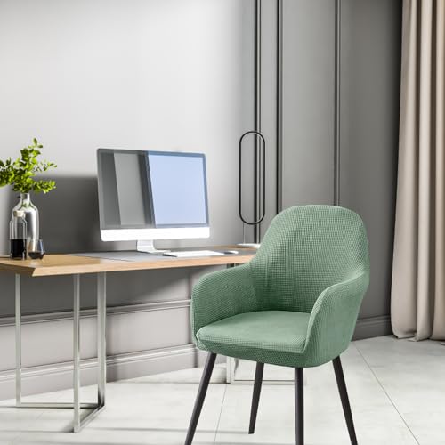 Stuhlhussen mit Armlehne Samt, Sessel Schonbezug MaisköRner, Elastischer Stuhlbezug, Stuhlhussen Bezüge Universal, Bezug Stuhl Abnehmbare für Esszimmer Wohnzimmer Hochzeit Deko (Erbsengrün)