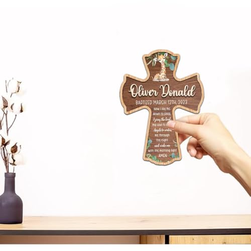 Image of Personalized Baptism Cross wood sign, Wooden sign Baptism gifts for Baby, Baptism Gift Girl /Boy, Christening Gifts Crosses for children, Baptized Cross Sign, Dedication Gift, Christening Gifts - A1