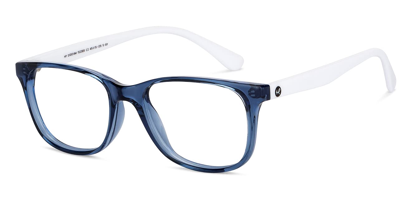Hooper By Lenskart For Kids Age 5-8 yrs | Zero Power Bluecut & Antiglare Computer Eyeglasses For Eye Protection And Strain | Blue Transparent Rectangle | HP D10014M