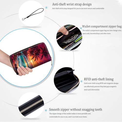 Bxgolkgd Womens Wallet, RFID Blocking Leather Wallet,Large Capacity Wallet Credit Card Holder PU Leather Ladies Clutch with Zipper Coin Pocket4