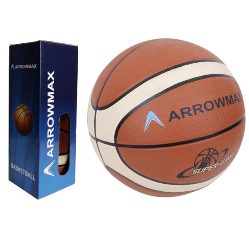 Image of ArrowMax Super Grip Professional Basketball for Indoor-Outdoor Training - Match Ball for Players, Kids, Men (Size 5) with Free Air Needle