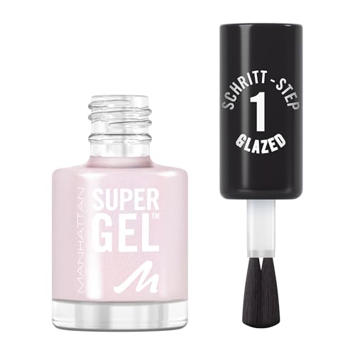 MANHATTAN Super Gel Nail Polish, langhaltender Nagellack, hochglänzendes Finish, einfache Anwendung, gelartige Maniküre, splittert nicht, cleane Formel, 105 Pink Glazed, 12ml