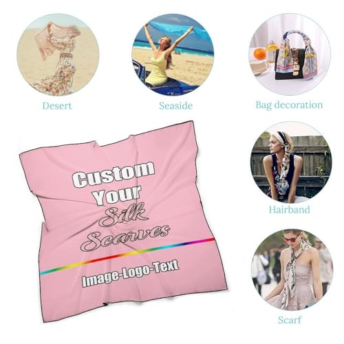 Custom Silk Scarves For Women Personalized Silk Like Bandana Hair Scarf Shawl Wraps Add Your Name Photo2
