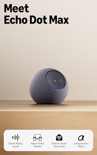 Image of Amazon Echo Dot Max (newest model), Alexa speaker with room-filling sound and nearly 3x bass, Great for living rooms and medium-sized spaces, Designed for Alexa+, Graphite