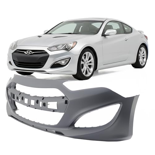Image of FitParts Compatible with Hyundai Genesis 2013-2015 Front Bumper Cover | Primed, With Fog Light Holes, Coupe, Ready to Paint, OEM 865112M300, HY1000197