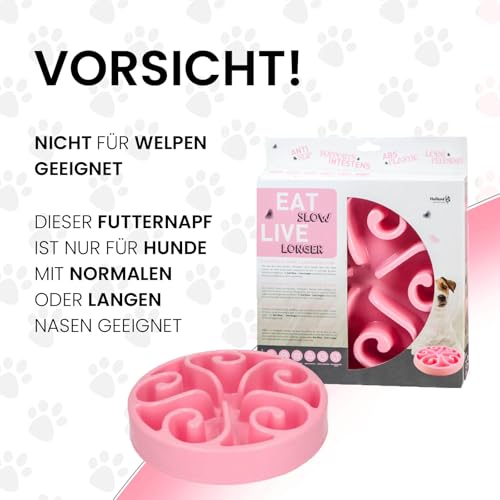 Eat Slow Live Longer Original Feeder S/M - Ø20,5 cm - Futternapf - Antischlingnapf Hunde - Schleckmatte Hund - Hundenapf - Slow Feeder für Hunde - rutschfest - Rosa