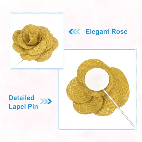 Image of PATIKIL Flower Boutonnieres Pin, Handmade Camellia Lapel Pin for Men Women Suit Wedding Graduation Anniversary Brooch Outfit Accessories