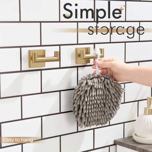 Image of KOKOSIRI Robe Hooks Bath Towel Hooks Bathroom Hardware Double Coat Hooks Wall Mounted, 2 Pack Champagne Bronze Stainless Steel B1015CPG-P2