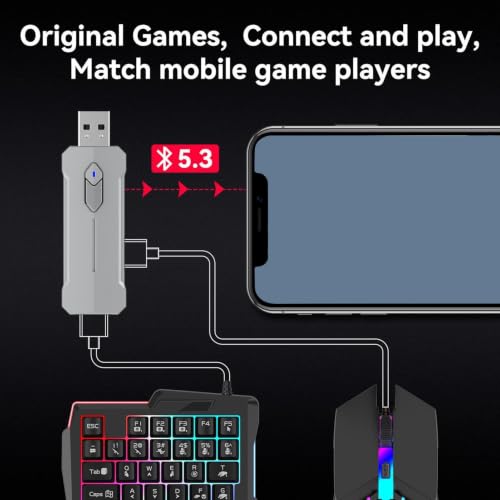 Teclado mecánico USB con conversor de teléfono, adaptador gaming RGB para tableta y móvil 5