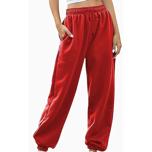 Womens Sweatpants High Waisted Drawstring Baggy Loose Comfy Workout Active Cinch Bottom Joggers Pants with Pockets2