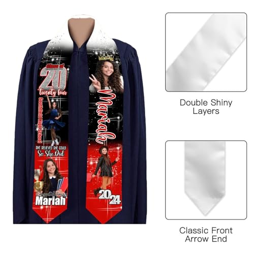 Personalized Congrats 2024 Graduation Stole, Graduation Stole Custom School Name, Your Name, Graduation Sash Gift, Class of 2024 Grad Sash, Graduation Keepsake, Picture Stole, Gift Idea 4