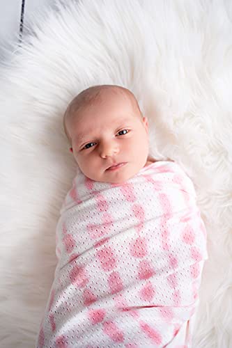 Image of Woombie AirWrap Organic Swaddle - Old Fashioned Receiving Blankets for Babies - Lightweight, Vented Design, Tie-dye Pink, 44 inch x 44 inch