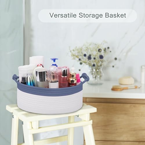 Image of COMSE Small Gift Basket Empty with Bag & Ribbons, Folkstone Gray & White