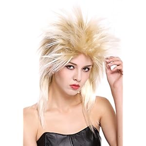 WIG ME UP- 90891-ZA89TZA88 Peluca Mujer Hombre Carnaval Halloween años 80 Punk Wave mójol Pelo de Punta Mezcla Rubio