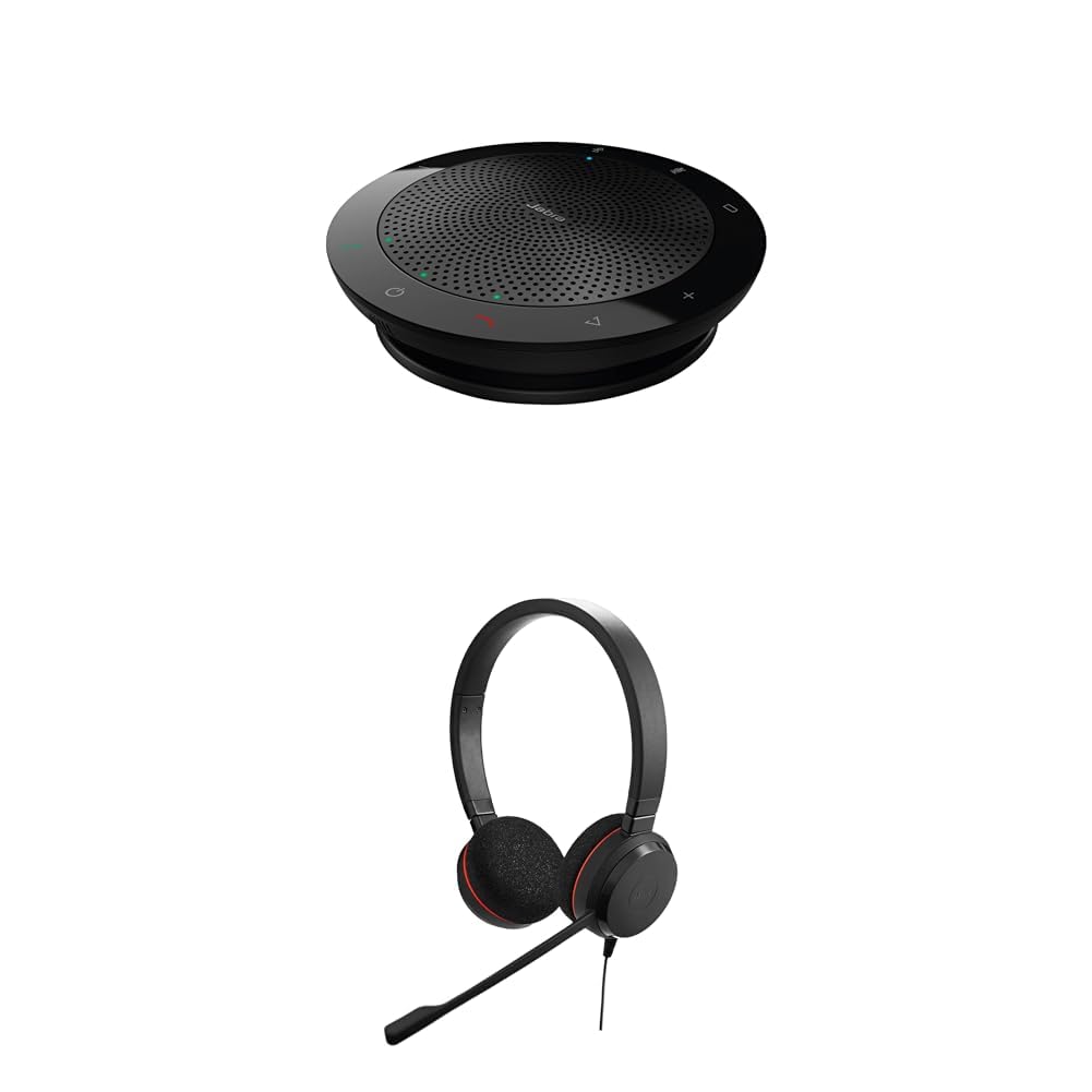Jabra Speak 510 MS Bluetooth Speaker and Evolve 20 MS Stereo Headset Bundle