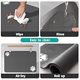 Pet Feeding Mat-Absorbent Pet Placemat for Food and Water Bowl, No Stains Quick Dry Dog Cat Food bowl Mat with Waterproof Rubber Rubber Backing (Dark Grey-2 Paws, 30 x 50 cm) - Image 6