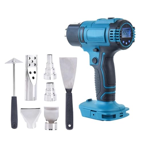 Heat Guns 18V Heat Gun LED Temperature Display Hot Air Gun 2-Speed Adjustment Large Power Portable Wireless Charging Welding Gun (Color : 7 Nozzles) (7 Nozzles)
