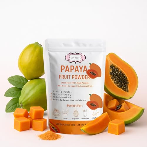 Image of Confect Papaya Powder | Pure & Natural Fruit Powder for Smoothies, Baking, Beverages, Juices, Tea & DIY Recipes | Vegan, Gluten-Free, No Added Sugar - 200 Gm