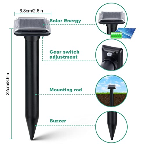Flintronic Ultraschall Solar Tiervertreiber, Wasserdichter, Tierverscheucher mit PIR-Bewegungsmelder, Frequenz 12.5-25KHz, Blitze zum Verscheuchen von Katzen, Hunde, Vögel, Füchse, Ratten, Marder