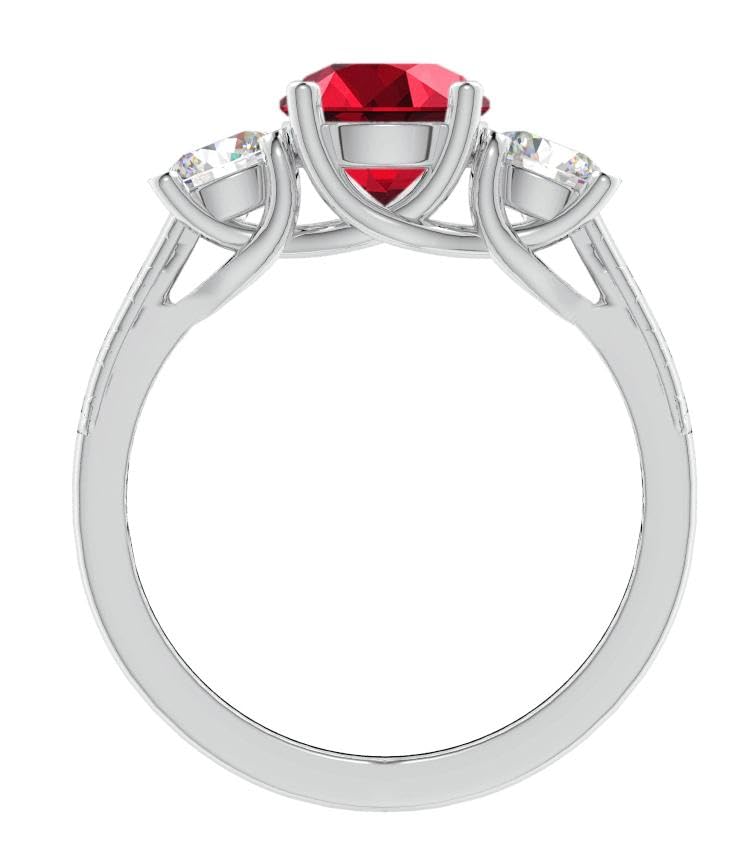 1-6 Carat Round 14K White Gold LAB GROWN Gemstone and LAB GROWN Diamond Engagement Ring (1ct Center, AAAA Heirloom Quality)3