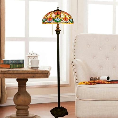 Lámpara de pie elegante de vidrieras retro para un hogar acogedor 3