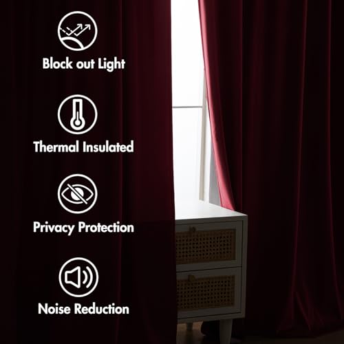 Image of MIULEE Hot Pink Velvet Pinch Pleat Blackout Curtains W52 X L84 Inches | 2 Panels,Luxury,Thermal Insulated,Super Soft,Back Tab & Rod Pocket,for Bedroom Living Room