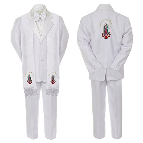 Image of New Born Baby Boy Teen Christening Suit Gold Virgin Mary on Stole & Back SM-20