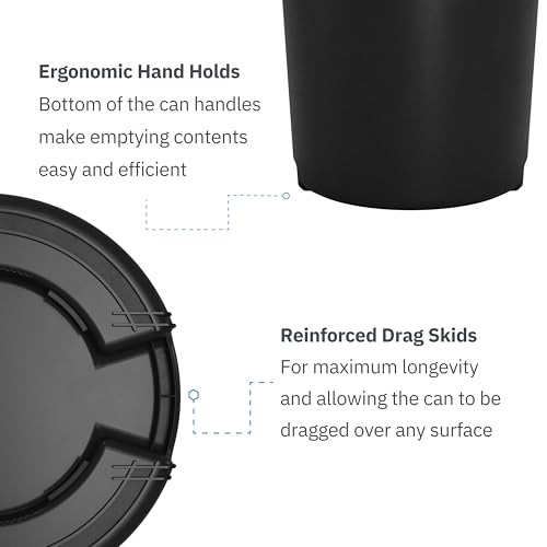 Image of SPARTA Bronco Round Waste Bin, Trash Can with Handles for Garbage or Recycling, 32 Gallon Capacity, Black