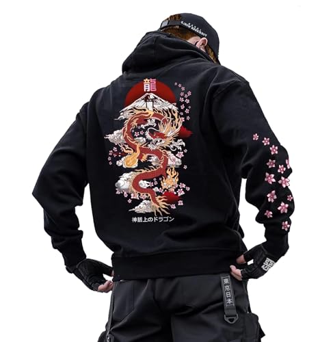 Japanese Graphic Hoodie for Men Cool Hoodies for Men with Designs Streetwear