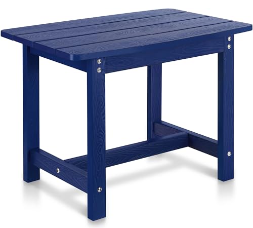 Y&M Adirondack Outdoor Side Table, HIPS Patio End Table, Waterproof Outside Table, Balcony Modern End Tables 23.5\" inch Long for Garden, Pool, Beach, Porch, Deck, Indoor or Outdoor Use, Navy Blue