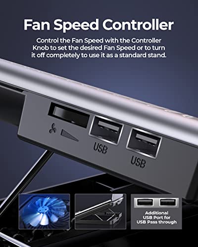 RAEGR RapidCool 900 Aluminium Laptop Cooling Pad | Two USB Port| with Multi-Angle Adjustment & Adjustable wind speed, Metal Support | Foldable... - Image 6