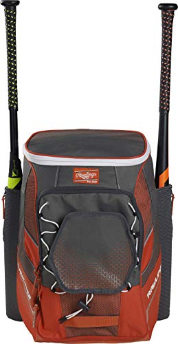 Rawlings Impulse Baseball & Fastpitch Softball Equipment Batpack Backpack Bag, Burnt Orange, Large #TOP24