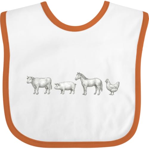 inktastic Farm Animal Illustration Art Cow Pig Horse Chicken Baby Bib