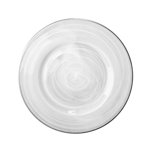 Charge It by Jay Alabaster Charger Plate 13” Decorative Melamine Service Plate for Home, Professional Dining, Perfect for Upscale Events, Dinner Parties, Weddings, Catering, 1 Piece, Silver Rim