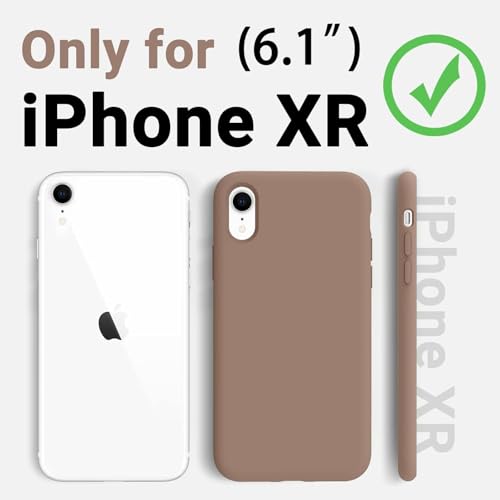 Image of VONZEE Liquid Silicone Case with Microfiber Coushioning Compatible for iPhone Xr Shockproof Slim Back Cover, Gel Rubber Full Body Protection - Brown