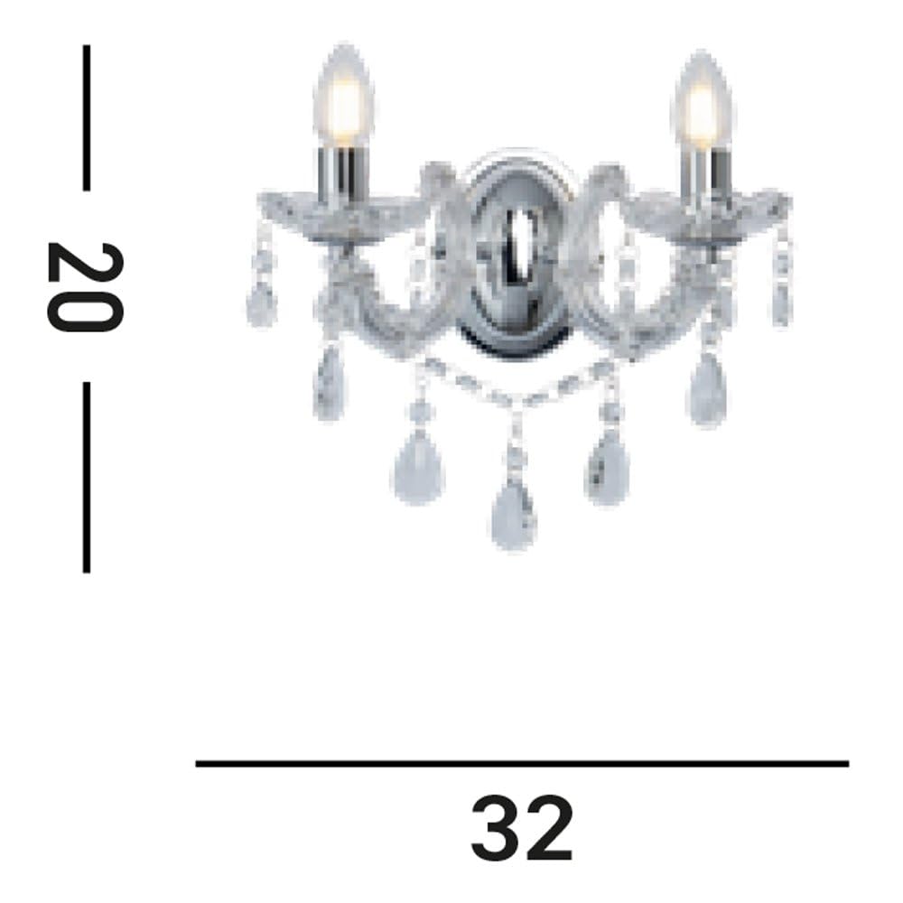 Lampadario da parete in cristallo di vetro Lampada cromata Illuminazione soggiorno Lampada da corridoio Proiettore 399-2
