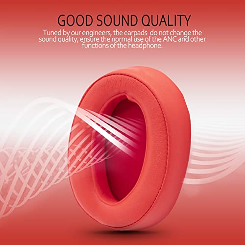 Image of Krone Kalpasmos Ear Pads for Sony WH-H900N, Compatible with Sony MDR-100ABN Headphones Over Ear Cushion, Soft Memory Foam Protein Leather Replacement Earpad Sony Headset Repair Part (Red)