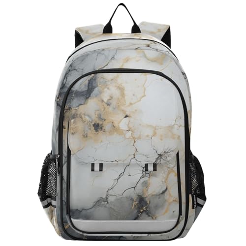 Sac à dos écolier abstrait marbre noir doré pour enfants et ados