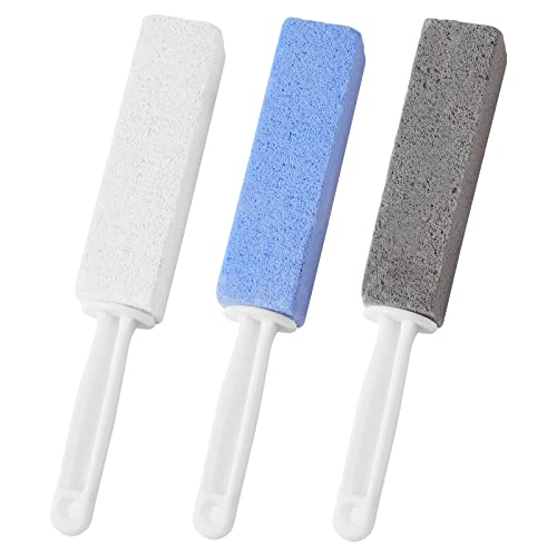 LIANTENG Pumice Cleaning Stone with Long Handle 3 Pack, Toilet Bowl Ring Hard Water Ring Cleaner, Limescale & Stain & Rust Grill Griddle Remover Cleaning Brush for Bath, Pool, Kitchen, Household