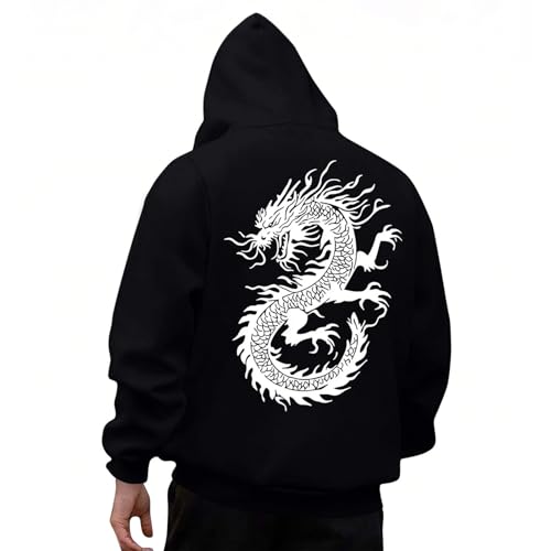 KOG Hoodie Herren Drachen Backprint Sweatshirt mit Kapuze Mode Motiv...