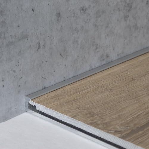 AUER Zócalo de aluminio, plateado, 5 mm x 60 mm, 2500 mm, autoadhesivo, 1 unidad