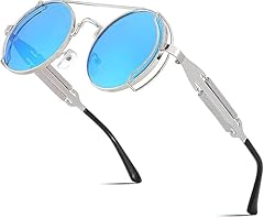 Silver Frame Blue and Silver Lenses With Silver Legs