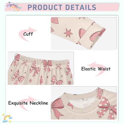 Pajama Sets Long Sleeve Bows with Flower and Star Soft Comfy Sleepwear 2 Piece PJS 3-8T4